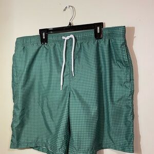 Amazon Essential Swim Trunks‎ shorts Men’s XXL Green Pattern w/attached lining